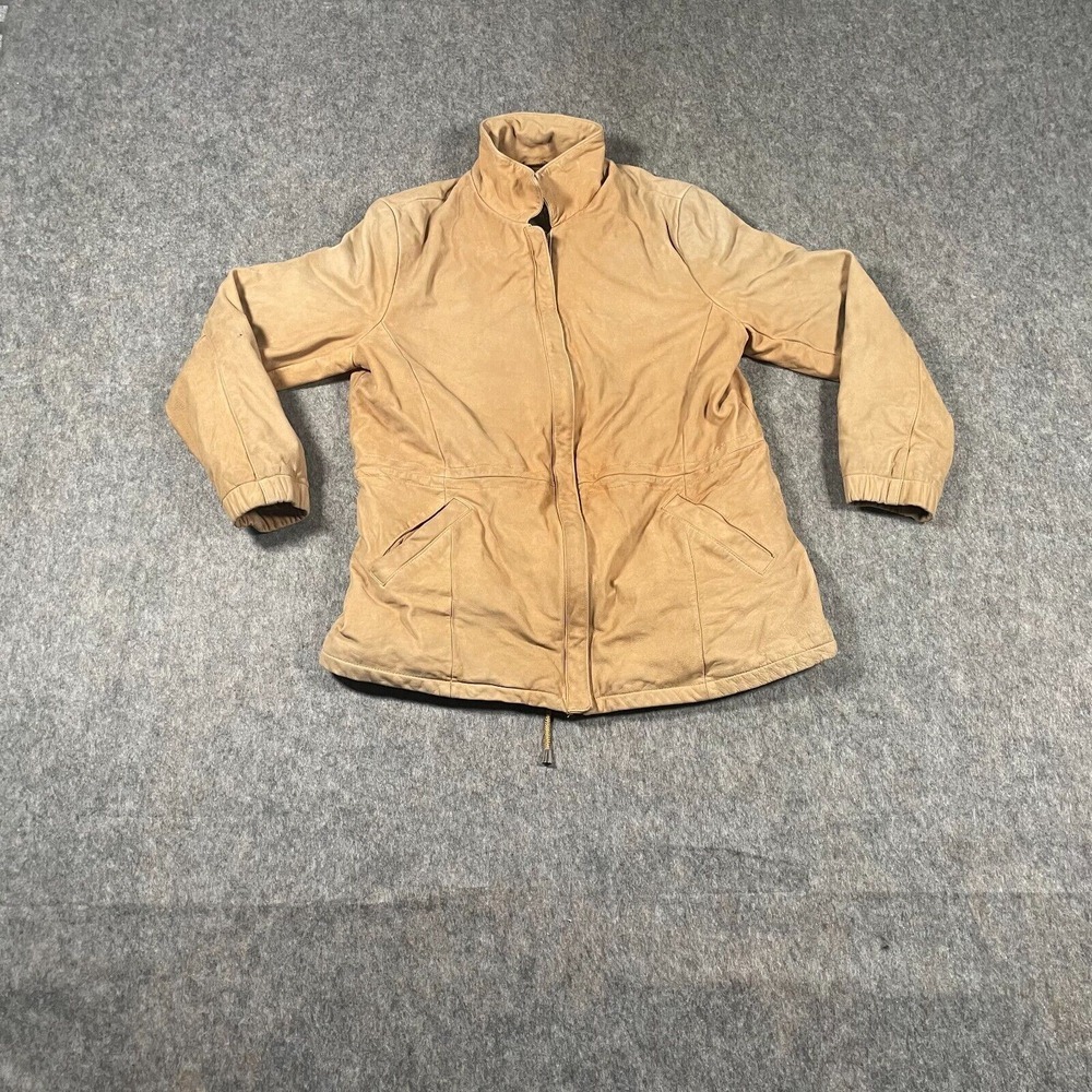 Wilsons Leather Women's Jacket Size L Beige Full Zipper Front Pockets Mid-Length - Picture 1 of 6